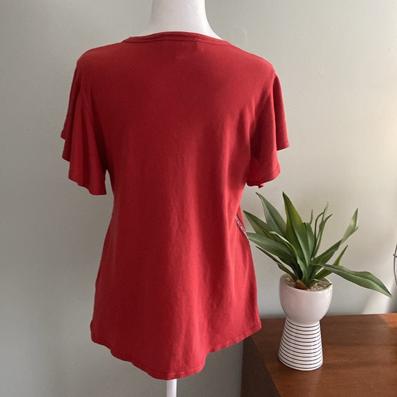 Anthropologie Dolan Left Coast Melinda Embroidered Flutter Sleeve Tee EU… - Picture 7 of 11